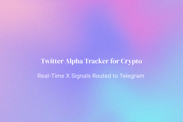 Workflow diagram showing Twitter/X data flowing through Twitgram filters to Telegram notifications for crypto alpha tracking